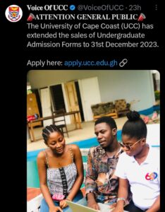 UCC Sale Of 2023/2024 Undergraduate Admission Forms Extended 