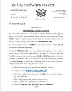 GES Releases 2023 School Placement 