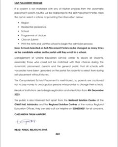 GES Releases 2023 School Placement 
