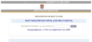 UCC Resit Exams Registration Portal