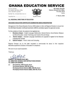 2024 BECE Approved Subjects